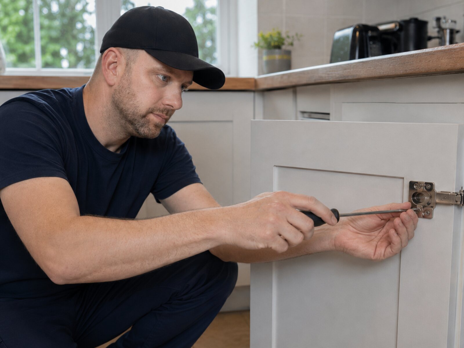 Property maintenance professional carrying out an interior repair
